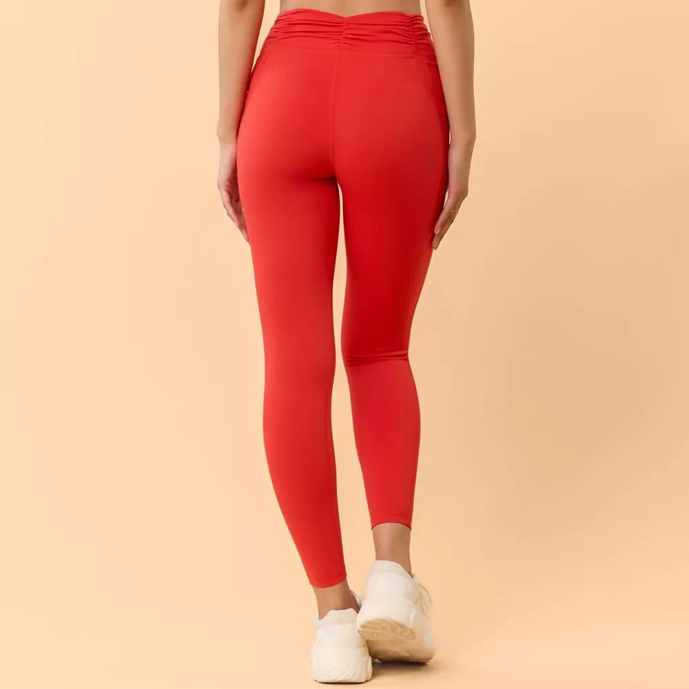 Blogilates Women's Ruched Waist Leggings - Red XS - Picture 2 of 4